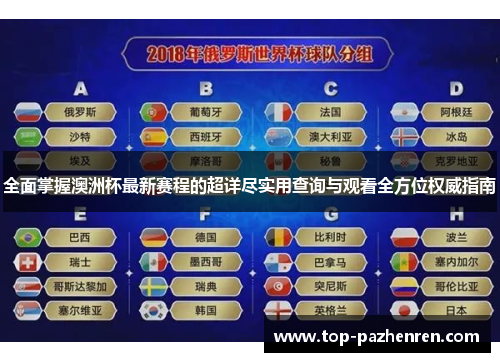 全面掌握澳洲杯最新赛程的超详尽实用查询与观看全方位权威指南